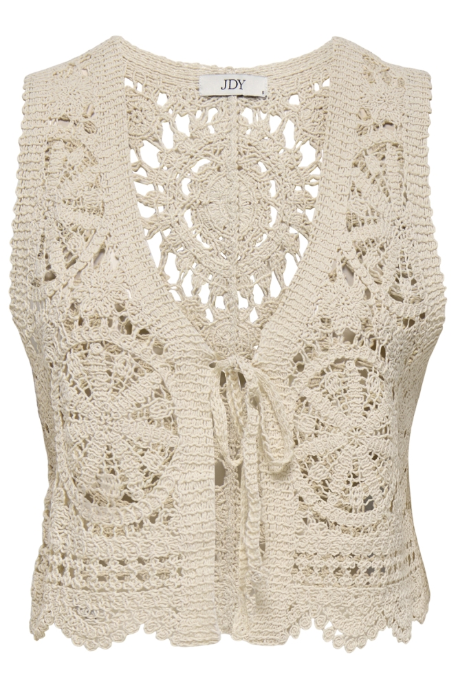 JDYVIC S/L V-NECK TIE VEST KNT 15347425 TAPIOCA